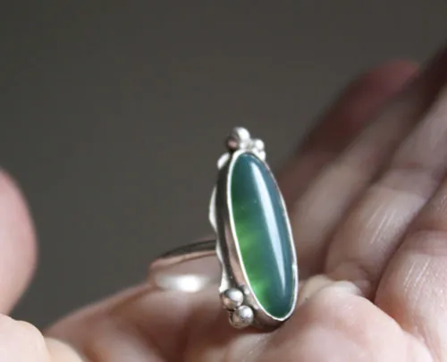 Zephyrine, sterling silver ring with a gemstone of your choice: onyx, Tiger’s Eye, howlite, red agate or green agate