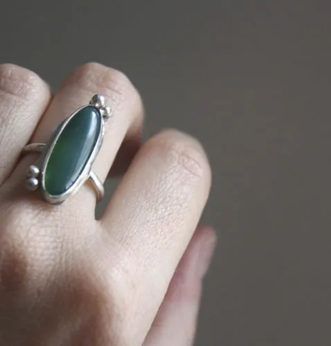 Zephyrine, sterling silver ring with a gemstone of your choice: onyx, Tiger’s Eye, howlite, red agate or green agate