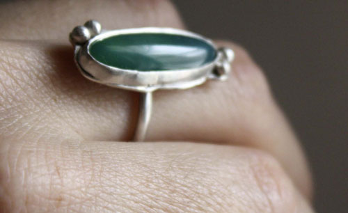 Zephyrine, sterling silver ring with a gemstone of your choice: onyx, tiger eye, howlite, red agate or green agate