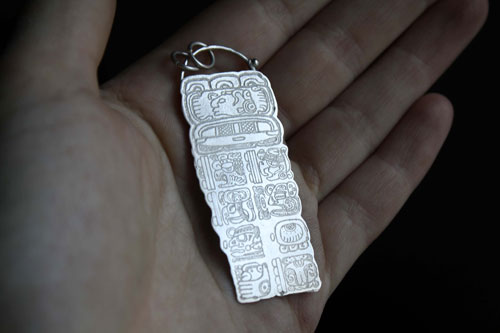 Maya Long Count, Mayan calendar pendant in sterling silver