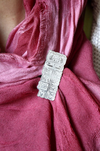 Maya Long Count, Mayan calendar brooch in sterling silver