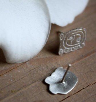 Tzolkin Tzolkin, Mayan calendar stud earrings in sterling silver