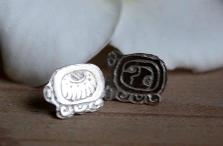 Tzolkin Tzolkin, Mayan calendar stud earrings in sterling silver