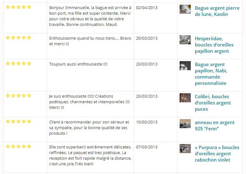Customer reviews on Alittlemarket