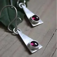 Triangle sterling silver earrings with birthstone