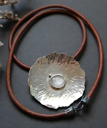 Lily pad under the moon necklace Autumn with moonstone, the april birthstone