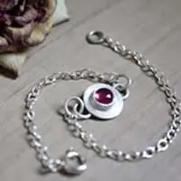 Round sterling silver bracelet with birthstone