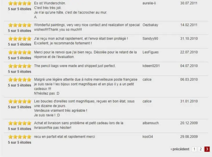 Dawanda buyers comments
