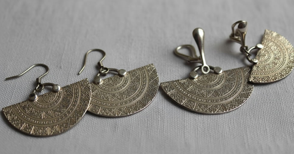 Silver clip-on earring findings for non-pierced ears, high-quality sterling silver