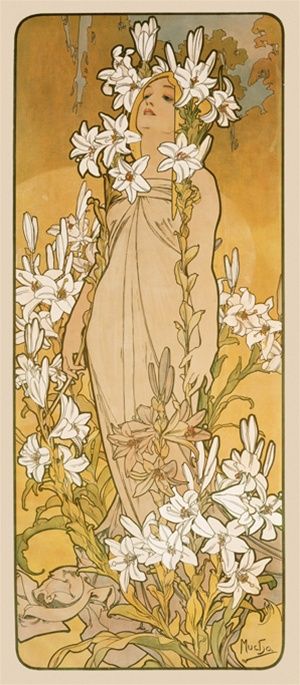 The Flowers: Lilies painting by Alphonse Mucha