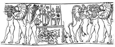 Pattern created by the imprint of the Mesopotamian cylinder seal that served as the model for our necklace