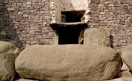 The stone placed at the entrance to the New Grange Cairn