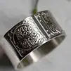 Sincere commitment, medieval illumination initials ring in silver