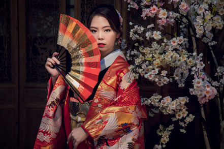 Japanese geisha with her fan