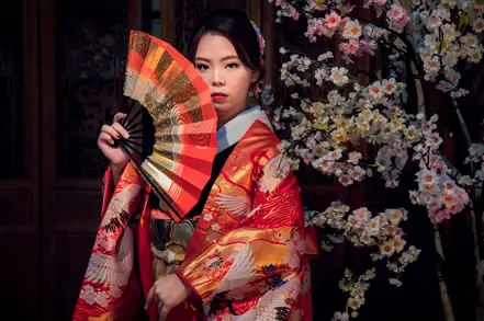 Japanese geisha with her fan