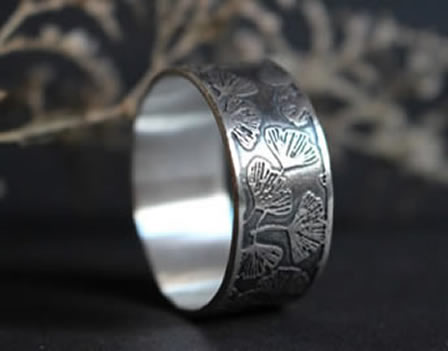 Japanese Ginkgo ring in sterling silver.