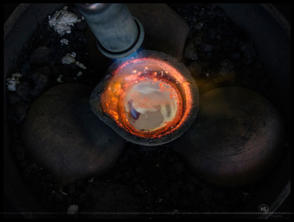 Melting liquid sterling silver