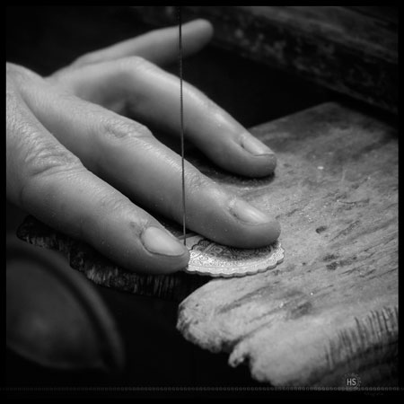 Cutting a pattern into a sterling silver sheet