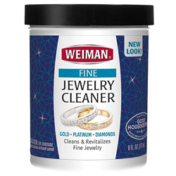 Jewelry cleaner liquid with cleaning brush, restores shine and brilliance to gold, platinum, silver jewelry