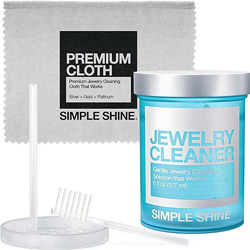 Jewelry cleaning kit polishing cloth, brush and jewelry cleaner solution for all jewelry